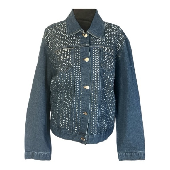 Allure Blue Studded Jean Jacket - Picture 1 of 6